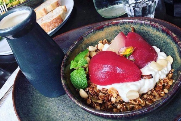 Delicious Poached Pear Breakfast at 'Indulge' (Credit: Kat_cot)